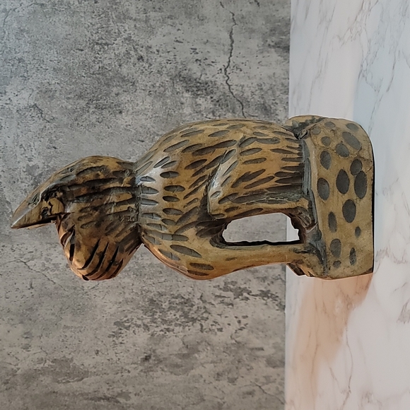 Vintage Wooden Hand Carved Folk Art Cat statue - Picture 4 of 8